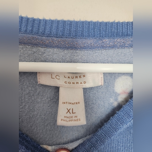 LC Lauren Conrad Snowman 2 Piece Pajamas Set Blue White Soft Jogger Pants XL - Picture 3 of 7